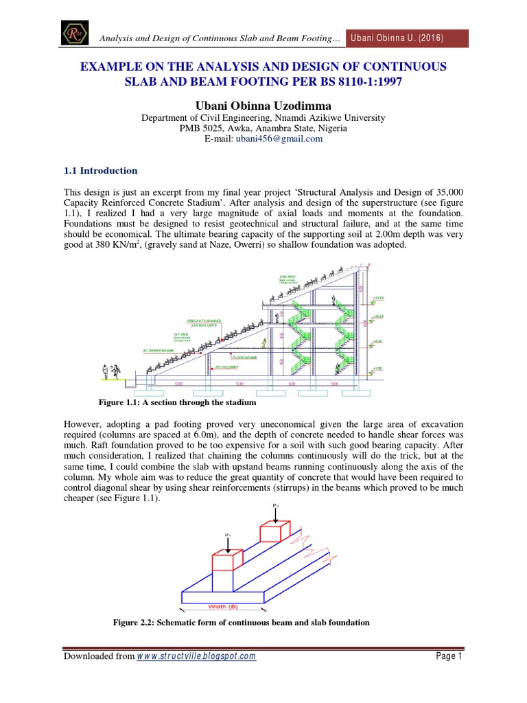 Continuous Slab and Beam Footing Design | PDF | Beam (Structure) | Bending