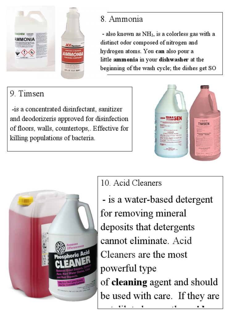 Ammonia: Acid Cleaners A | PDF | Disinfectant | Products Of Chemical ...