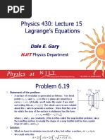 Physics 430: Lecture 15 Lagrange's Equations: Dale E. Gary