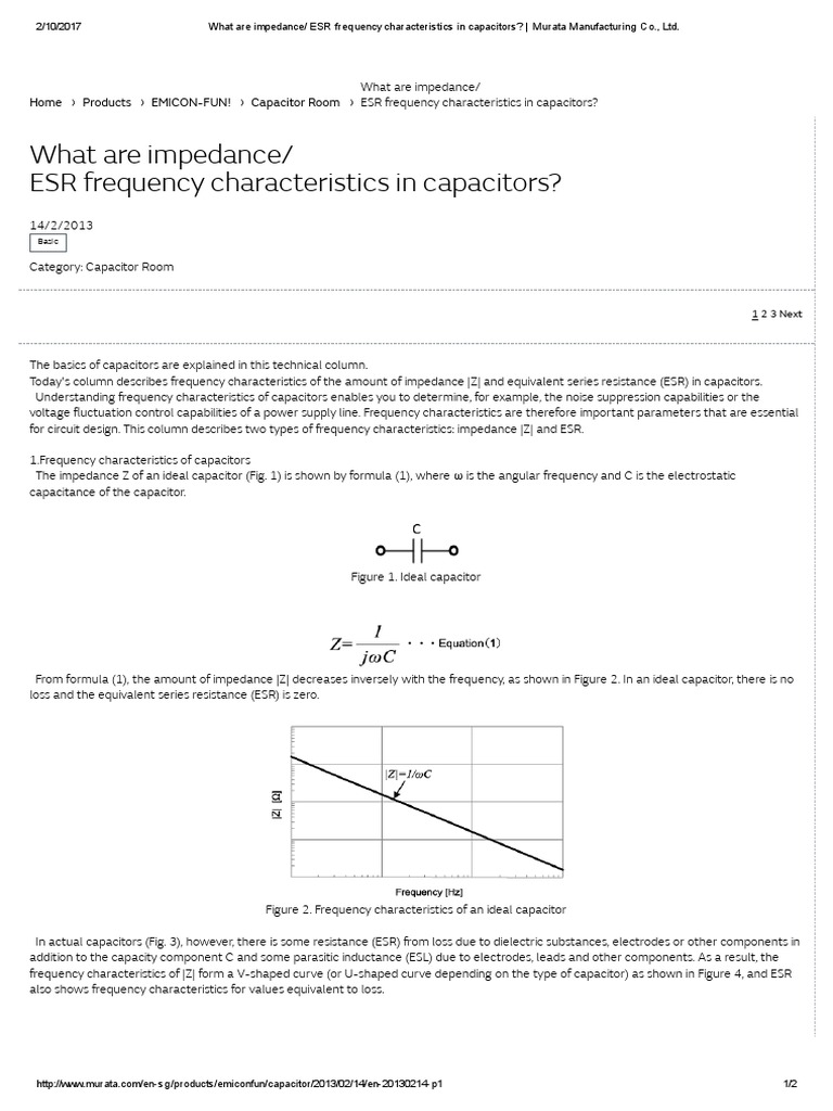 Capacitor Impedance and ESR Characteristics | PDF | Capacitor ...
