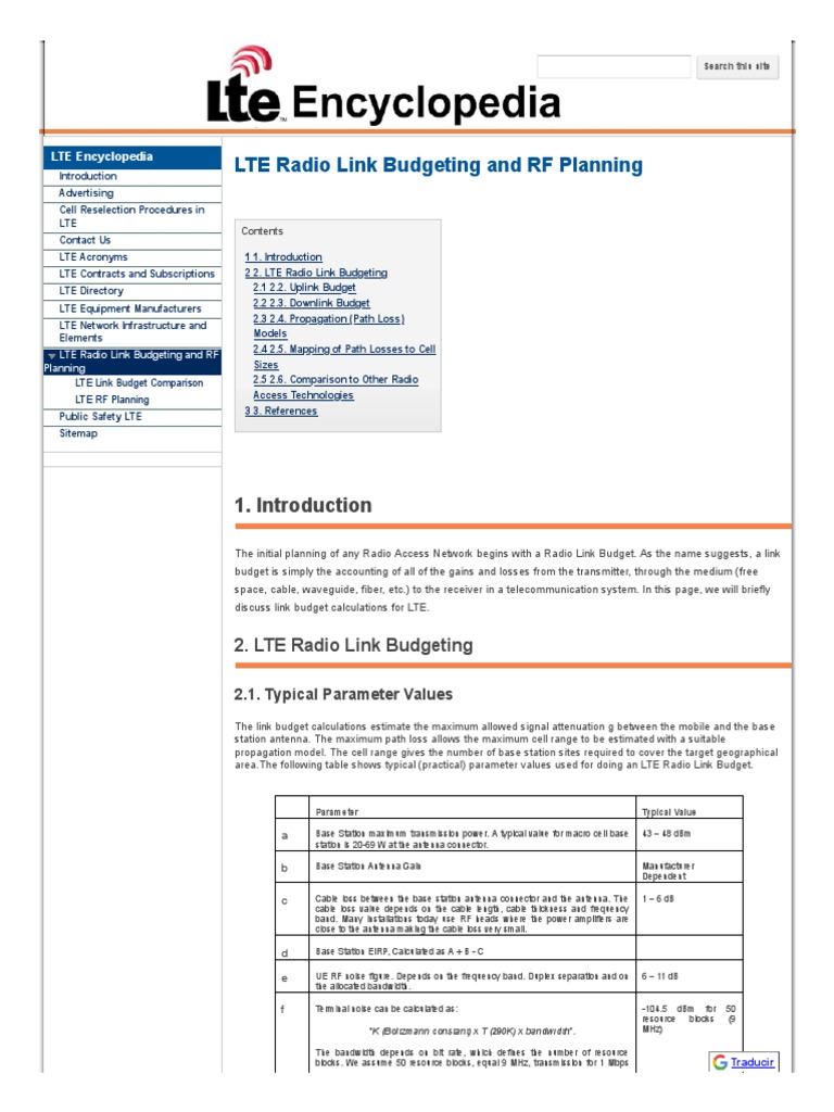 LTE Radio Link Budget Overview | PDF | Decibel | Bandwidth (Signal ...