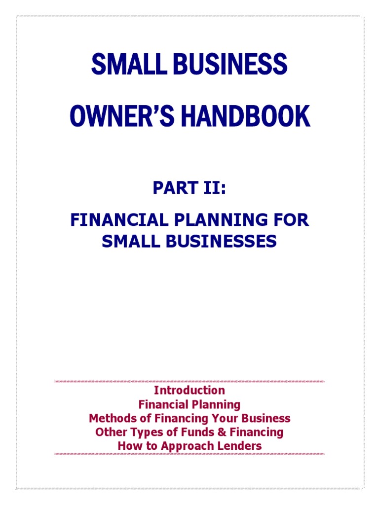 Small Business Financial Planning Guide | PDF | Equity (Finance) | Debt