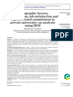Demographic Factors, Compensation, Job Satisfaction and Organizational Commitment in Private University: An Analysis Using SEM