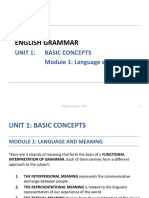 English Grammar: Unit 1: Basic Concepts Module 1: Language and Meaning