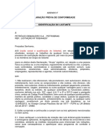 Declaração prévia de conformidade anticorrupção