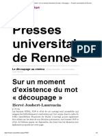 Le Découpage Au Cinéma - Sur Un Moment D'existence Du Mot Découpage - Presses Universitaires de Rennes