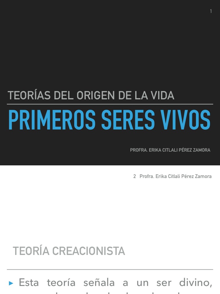 Teorías sobre el Origen de la Vida | PDF | Química | Naturaleza