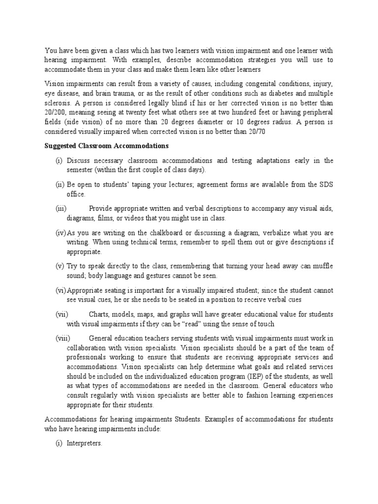 Suggested Classroom PDF Visual Impairment
