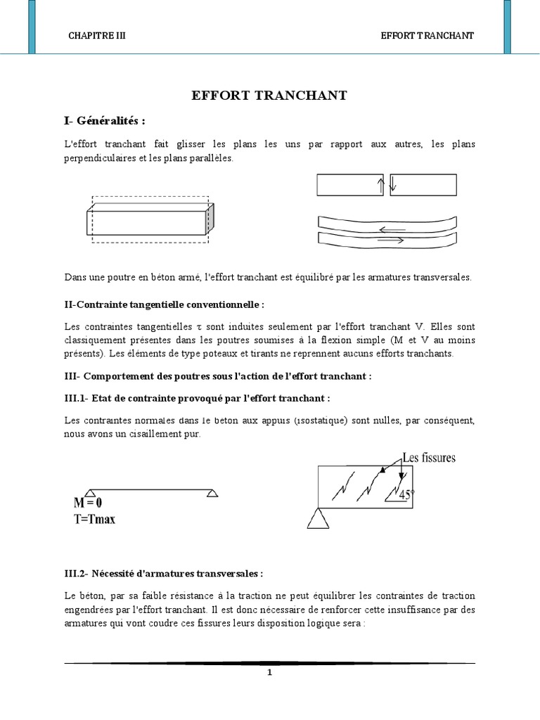 Contrainte de cisaillement dans les poutres | PDF | Béton armé ...