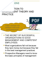 Chapter One: Introduction To Management Theory and Practice