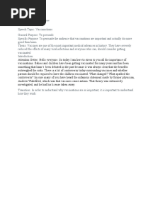 Persuasive Speech Outline Vaccines