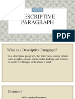 Descriptive Paragraph: Reading & Writing, 101 González Hernández Lizárraga Murrieta Rodríguez Verdugo