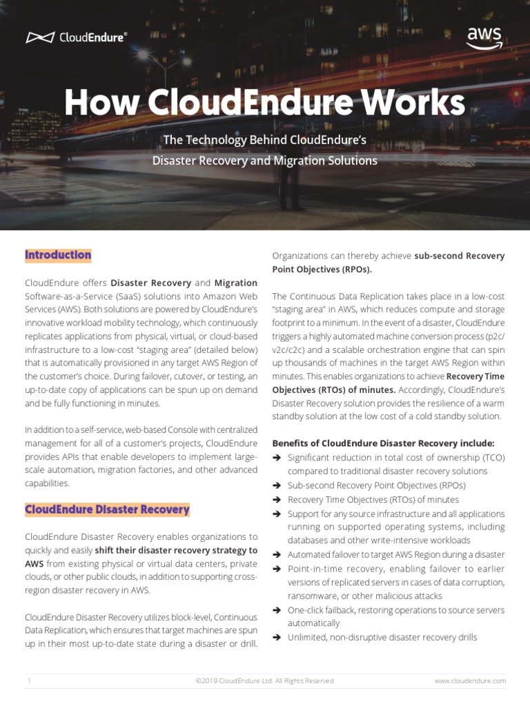 HowCloudEndureWorks Disaster Recovery and Migration PDF Cloud