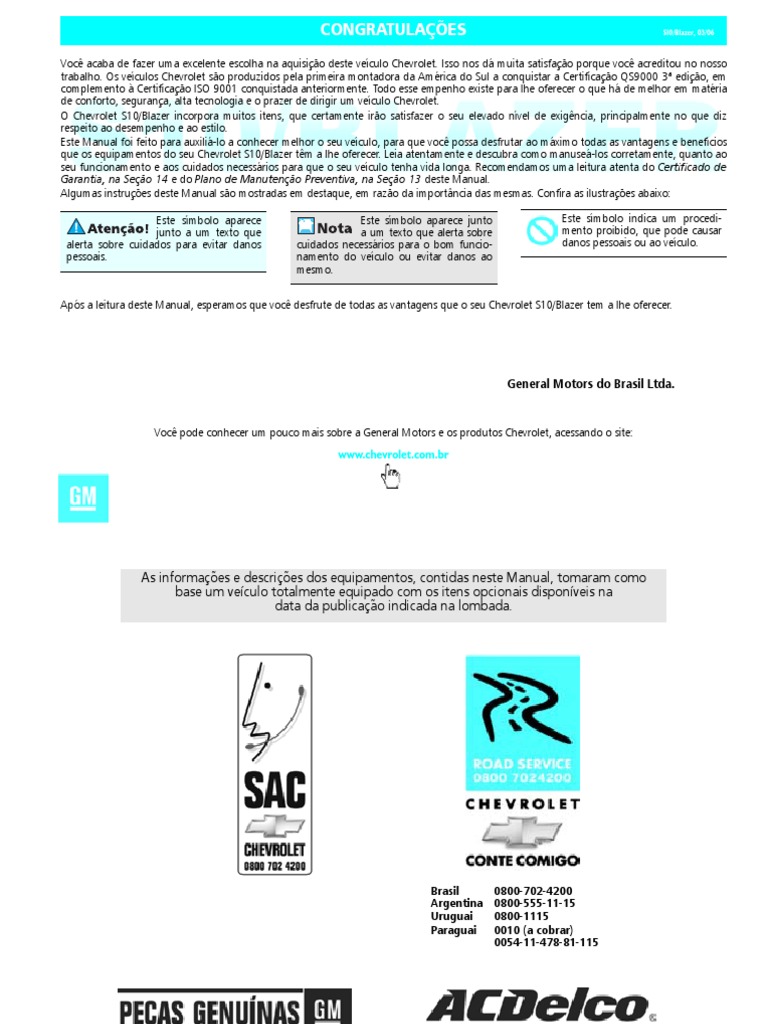 Manual S10 2008 PDF | PDF | Chevrolet | Indústrias