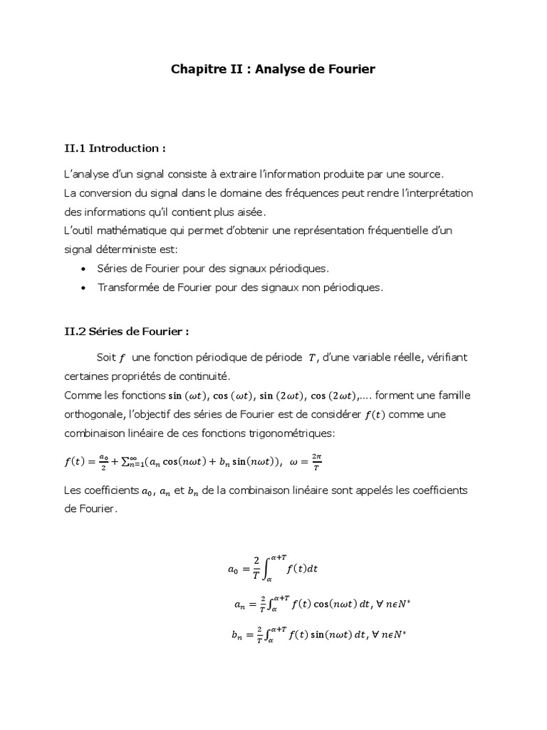 Analyse de Fourier : Séries et Transformées | PDF | Fréquence ...