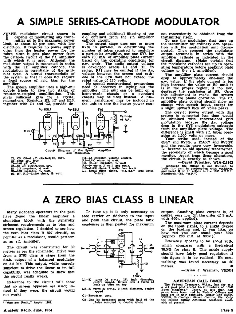 Simple Series-Cathode Modulator Guide | PDF | Amplifier | Vacuum Tube