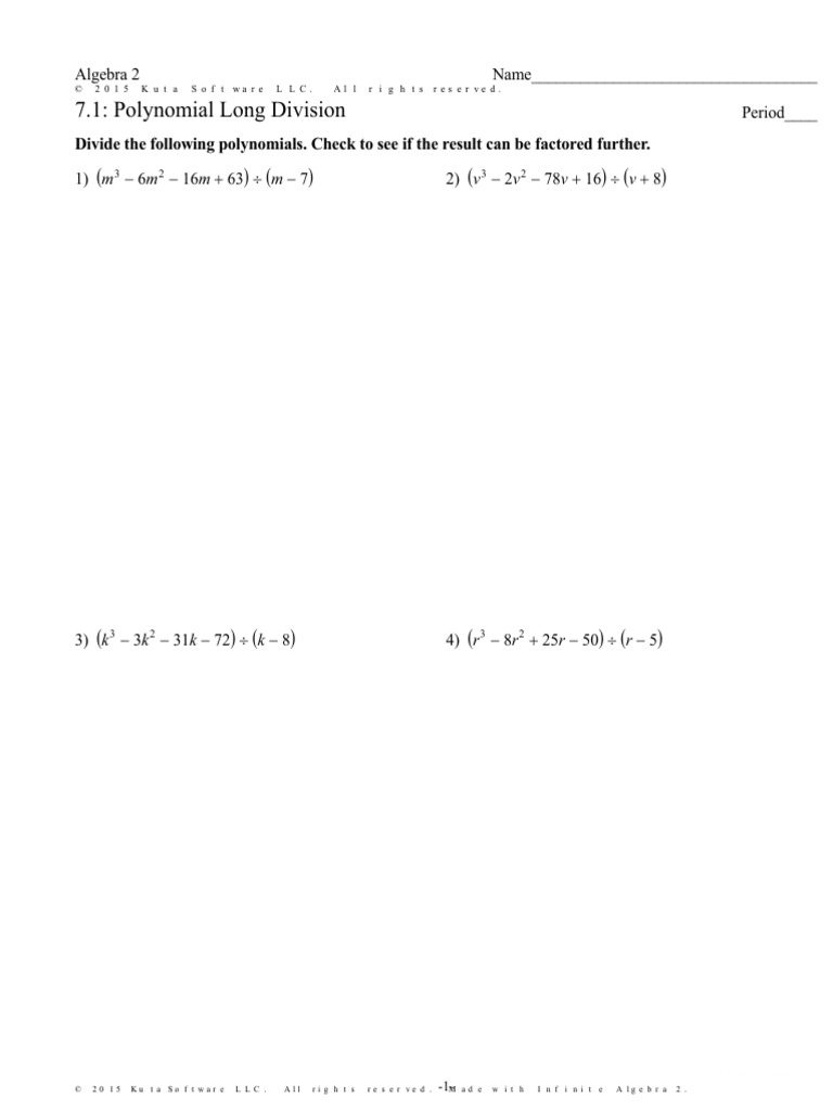 7.1 Polynomial Long Division | Pdf | Mathematical Relations | Algorithms And Data Structures