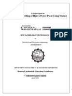 Mathematical Modelling of Hydro Power Plant Using Matlab: K. Nagarjuna 180060018 M.BHARATH KUMAR 180069020