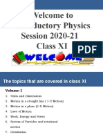 Welcome To Introductory Physics Session 2020-21 Class XI