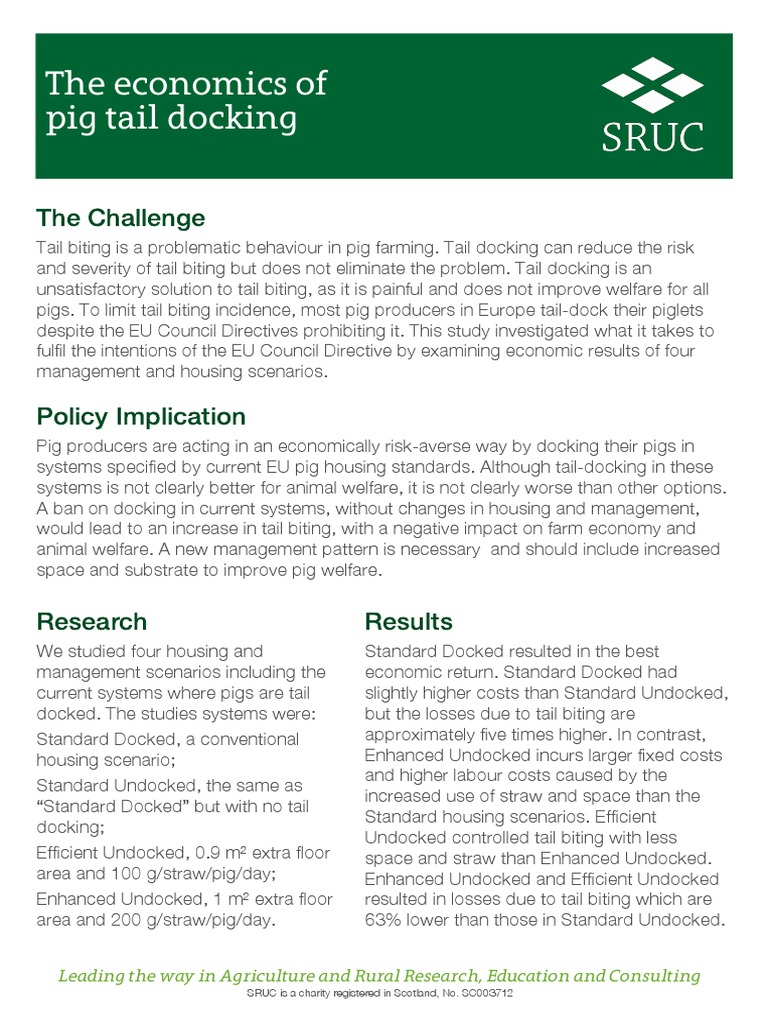 The Economics of Pig Tail Docking PDF Domestic Pig Animal Welfare