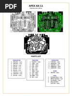 Apex Ax-11: Parts List