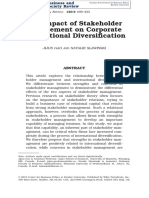The Impact of Stakeholder Management On Corporate International Diversification