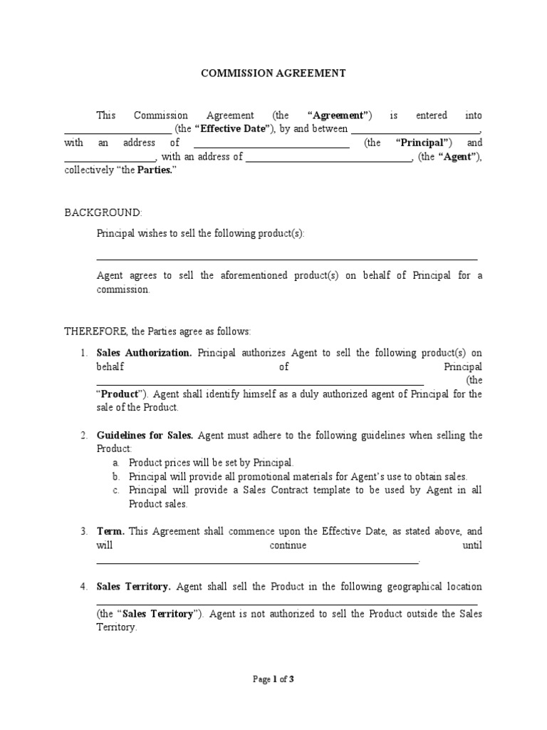 Sales Commission Agreement Template1 | PDF | Law Of Agency | Virtue