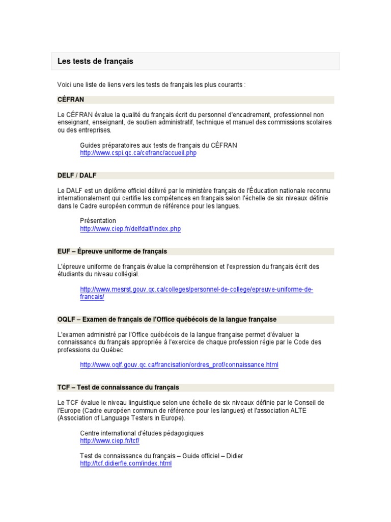 Www Francais Cci Paris Idf Fr Manuel Du Candidat Lestestsdefrançais PDF | PDF | la Francophonie | Apprentissage