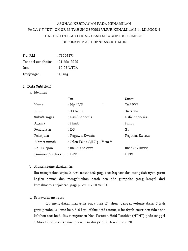 Asuhan Kebidanan Ibu Hamil G3P2002 | PDF