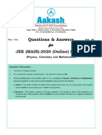 Questions & Answers: For For For For For JEE (MAIN) - 2020 (Online) Phase-2