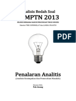 Analisis Bedah Soal SBMPTN 2013 Kemampuan Penalaran Analitik (Analisis Kesimpulan Dan Pemecahan Masalah)