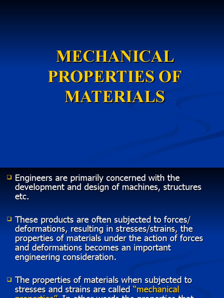 Mechanical Properties of Materials Explained | PDF | Elasticity ...