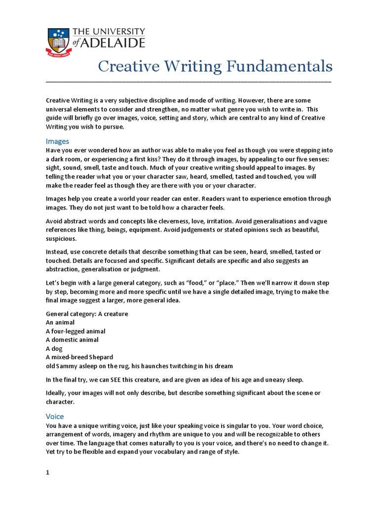 Creative Writing Essentials Guide | PDF | Narration | Psychological ...
