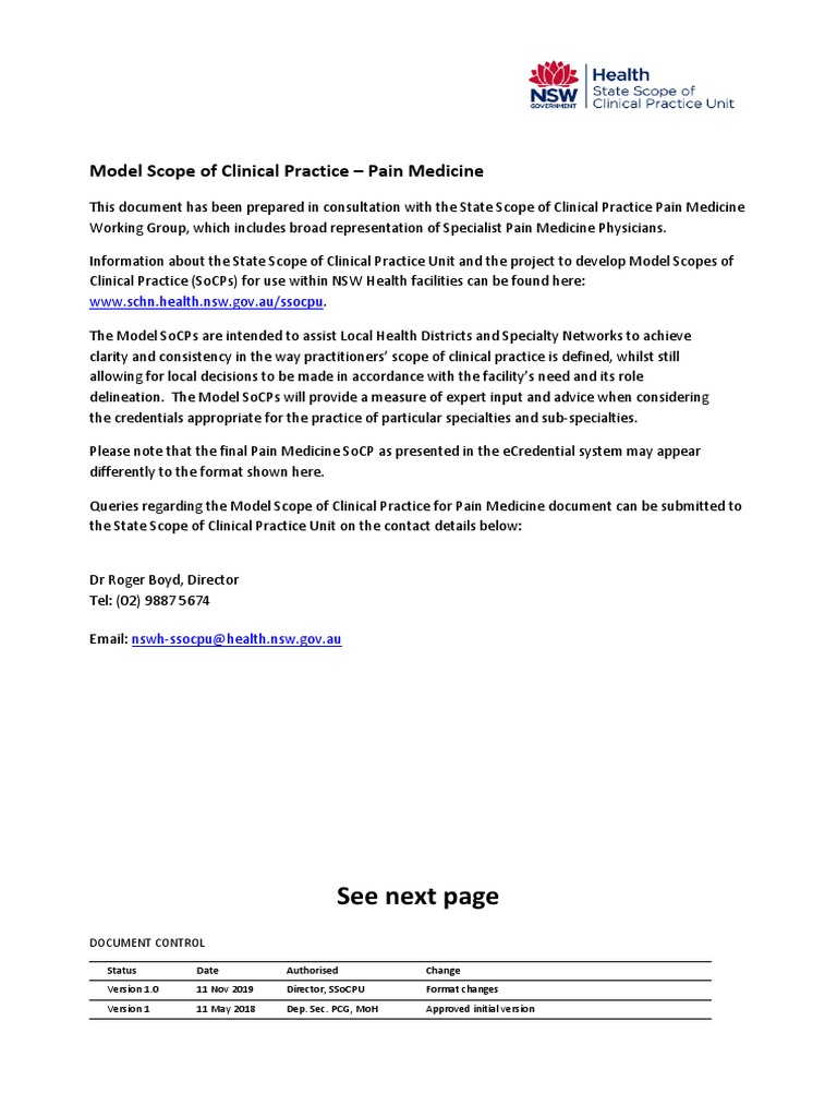 Model Scope of Clinical Practice: Pain Medicine | PDF | Pain Management ...