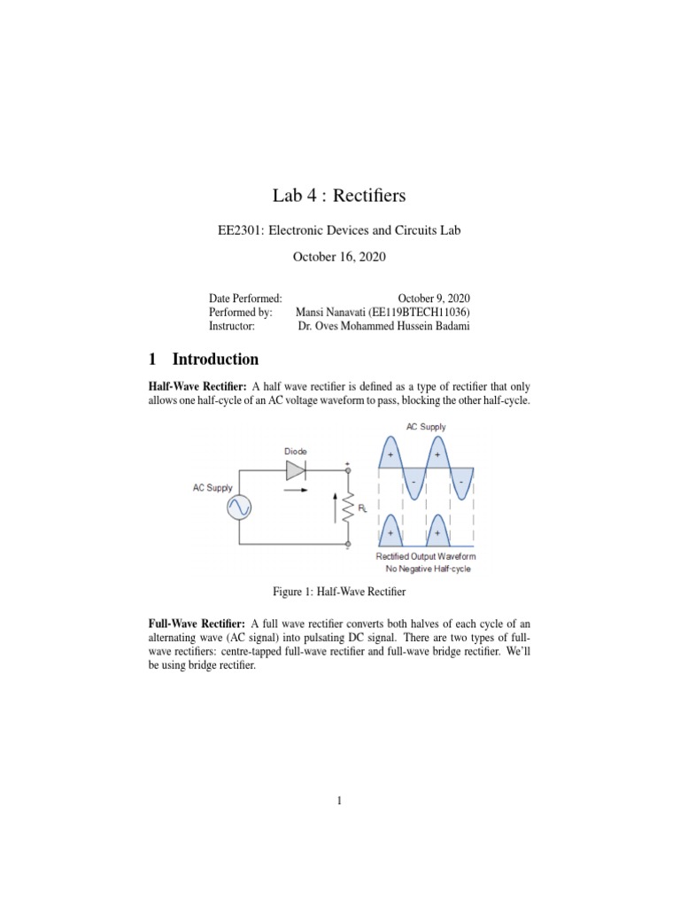 Rectifiers PDF Rectifier Physical Quantities