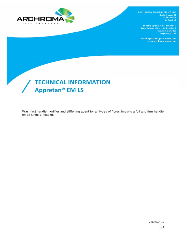 Appretan EM LS e | PDF | Information | Textiles