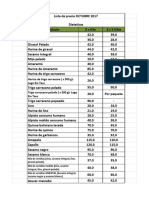 Lista de precios Dieteticas Octubre 2017