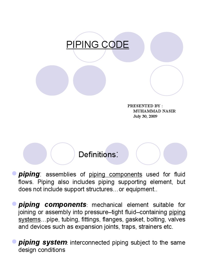 Overview of Piping Codes and Standards | PDF | Pipe (Fluid Conveyance ...