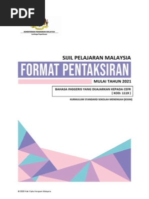 Buku Format Spm 2021 1119 Bahasa Inggeris Yang Dijajarkan Kepada Cefr 0910 Pdf