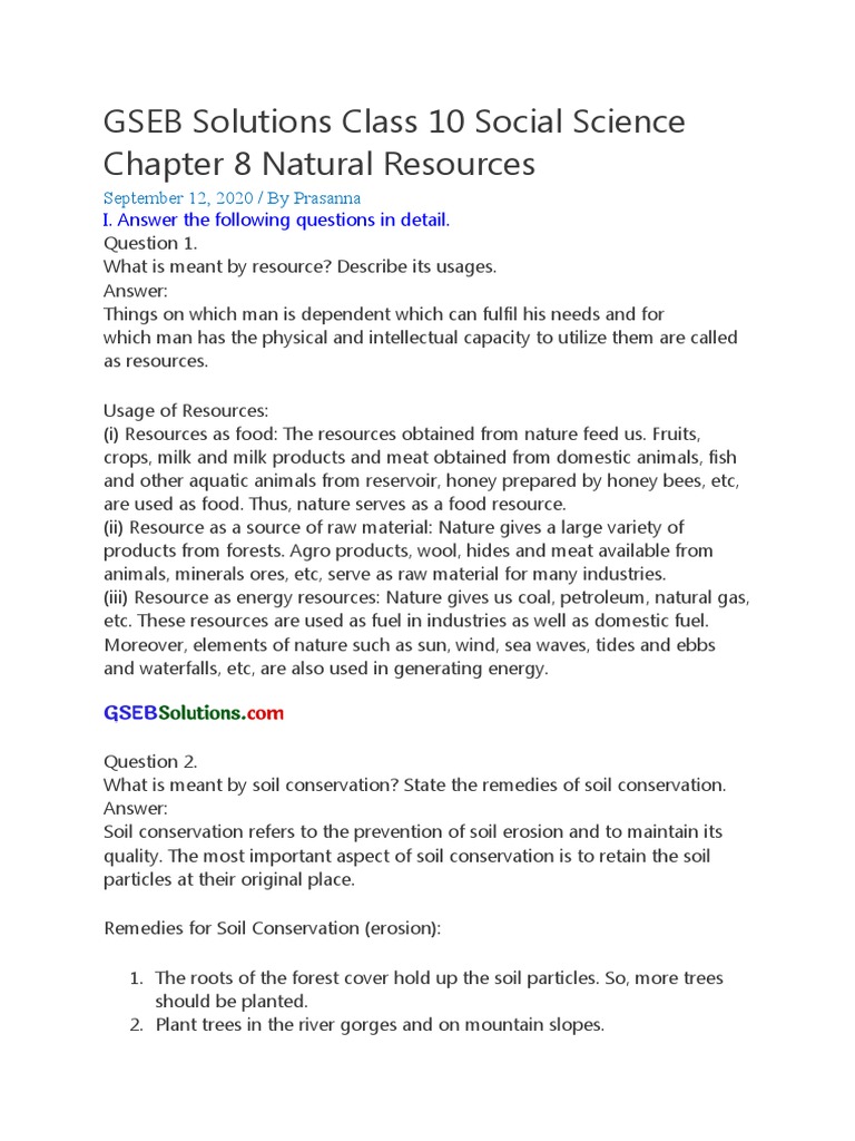 GSEB Solutions Class 10 Social Science Chapter 8 Natural Resources