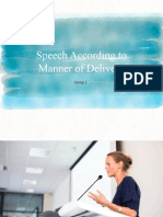 Speech According To Manner of Delivery