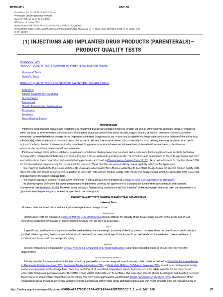 1-Injections and Implanted Drug Products (Parenterals) PDF | PDF ...