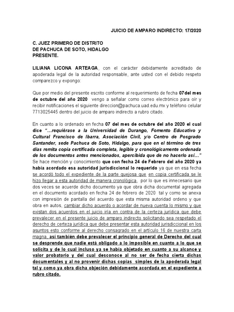 Amparo Indirecto 17/2020: Objeciones y Acuerdos | PDF | Caso de ley ...