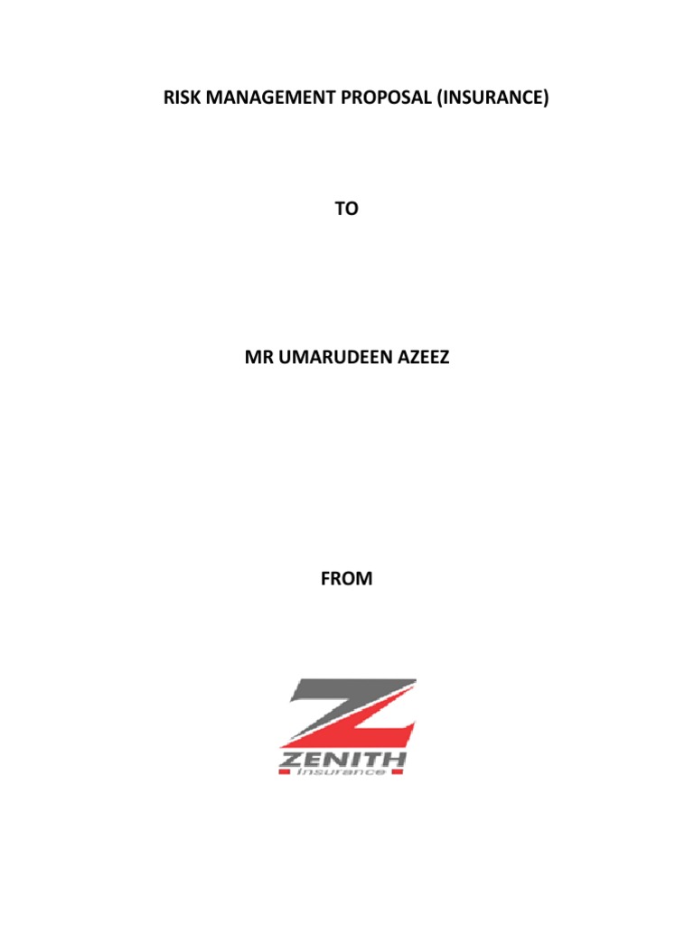 Sample Proposal Letter ZENITH BANK GENERAL INSURANCE PDF Indemnity