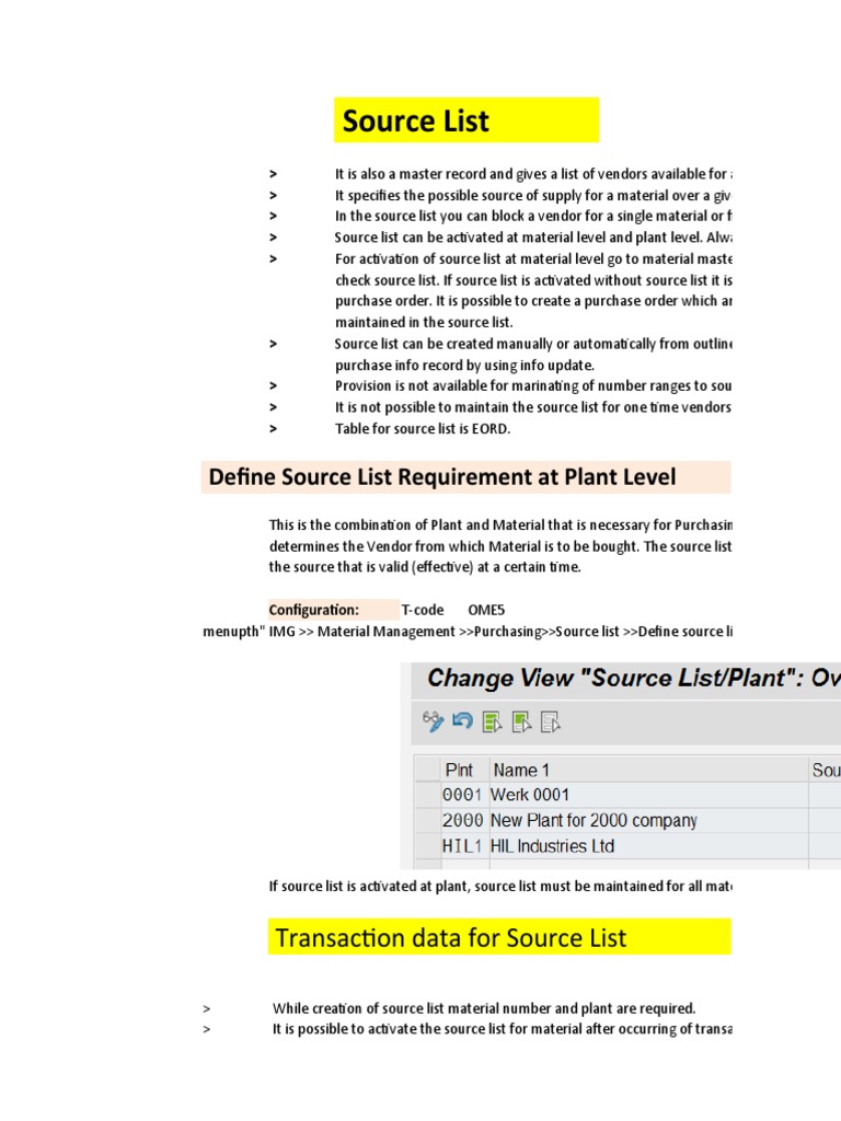 Sap MM Source List | PDF | Business | Computing
