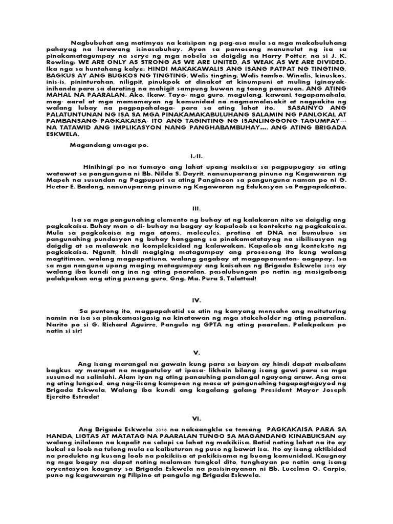 Script Opening Brigada Eskwela Pdf