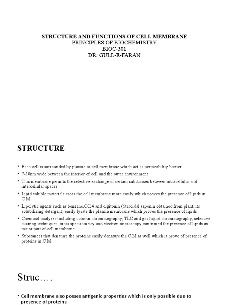 Cell Membrane Structure and Functions | PDF | Cell Membrane | Lipid