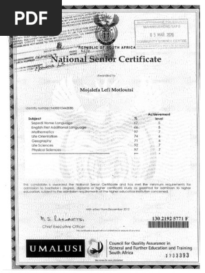 Matric Certificate
