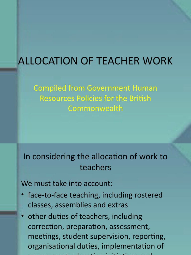 Teacher Workload Allocation Guide | PDF