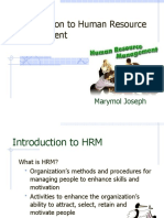 Introduction To Human Resource Management: Marymol Joseph